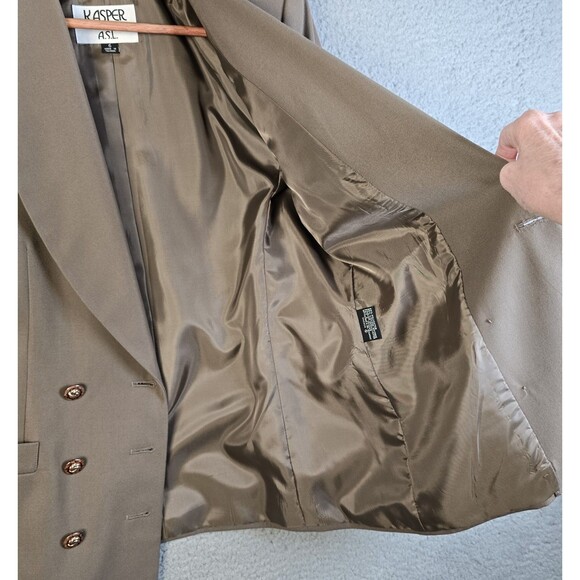 Kasper ASL Taupe Double Breasted Blazer Shawl Collar Size 6 Classic Workwear 90s - Picture 5 of 13